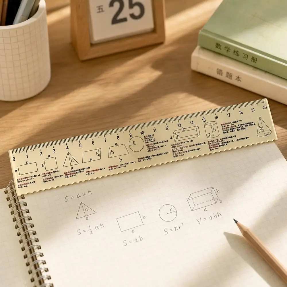 Plastic Mathematical Formula Ruler Transparent Printed Formula Straightedge Ruler Lightweight Easy to Read