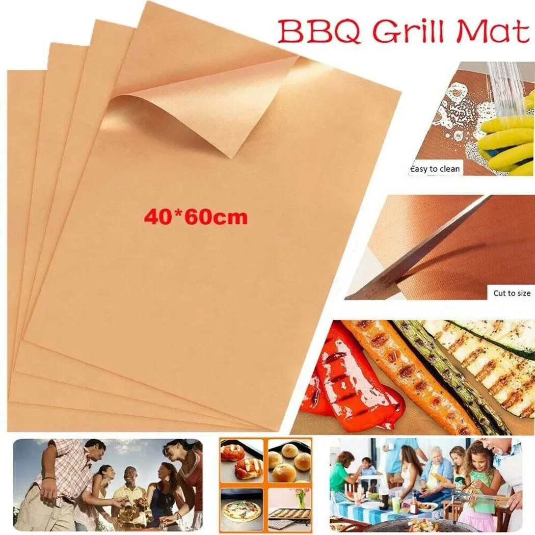 4pcs 60X40cm BBQ Grill Mat Baking Mat Baking Paper For Gas Grill And Charcoal Frying Foil Cooking Grilling Sheet Heat Resistance