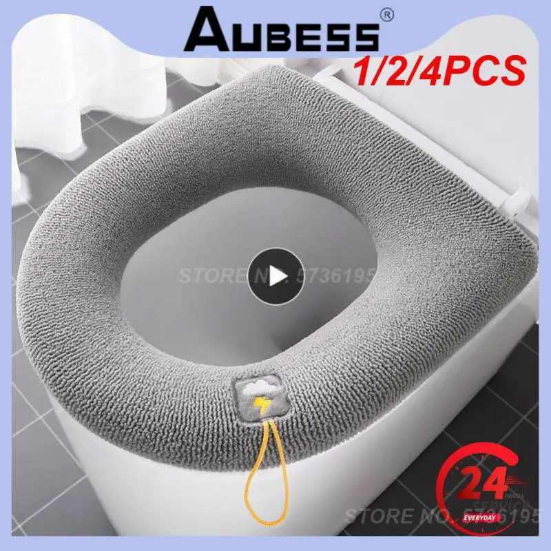 1/2/4PCS O-shape Toilet Seat Bidet Covers Bathroom Toilet Seat With Handle Closestool Washable Soft Winter Warmer Mat Pad