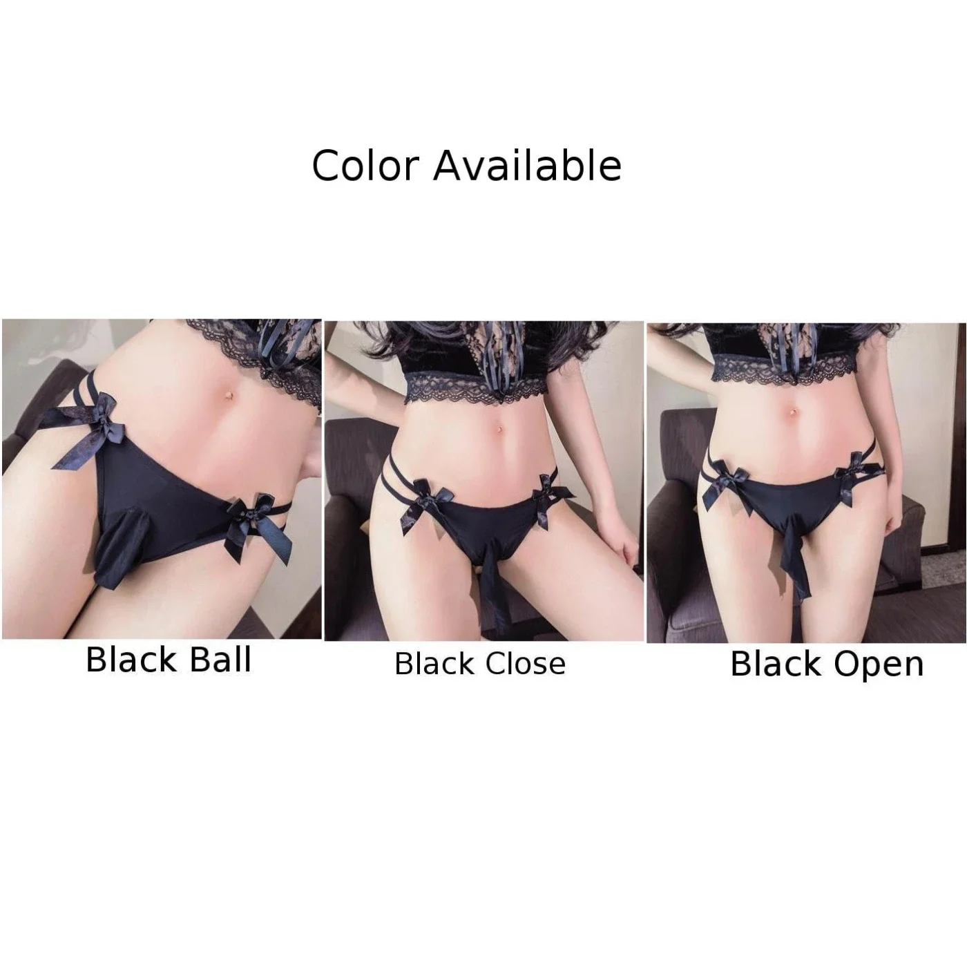 Sexy Rhinestone Chain Peni Sleeve Panties Open Close Sheath Sheath Underwear Bow Solid T-pants Ice Silk Sissy Pouch Lingerie