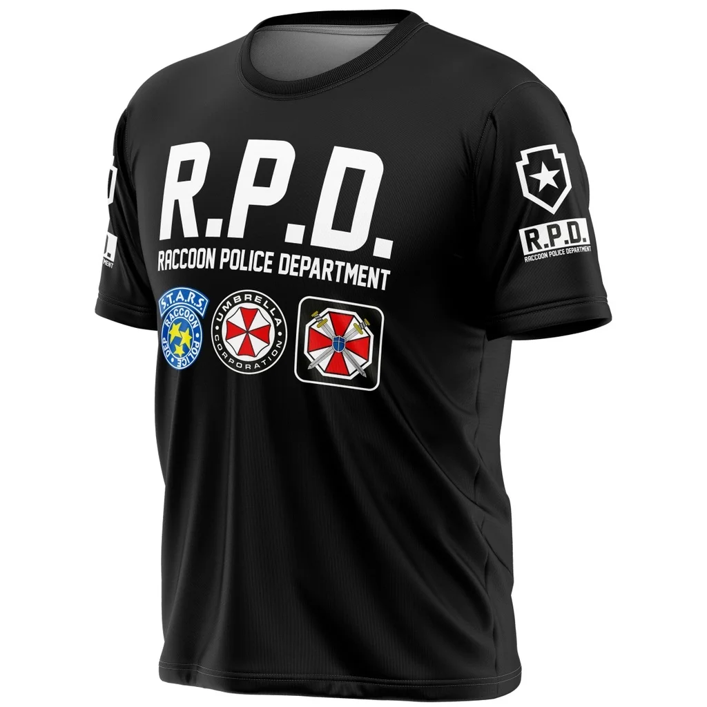 Biohazard R.P.D. 3D Print Sport Quick-dry Breathable Men T-Shirt Outdoor Street Casual Fashion Loose Original Style Short Sleeve