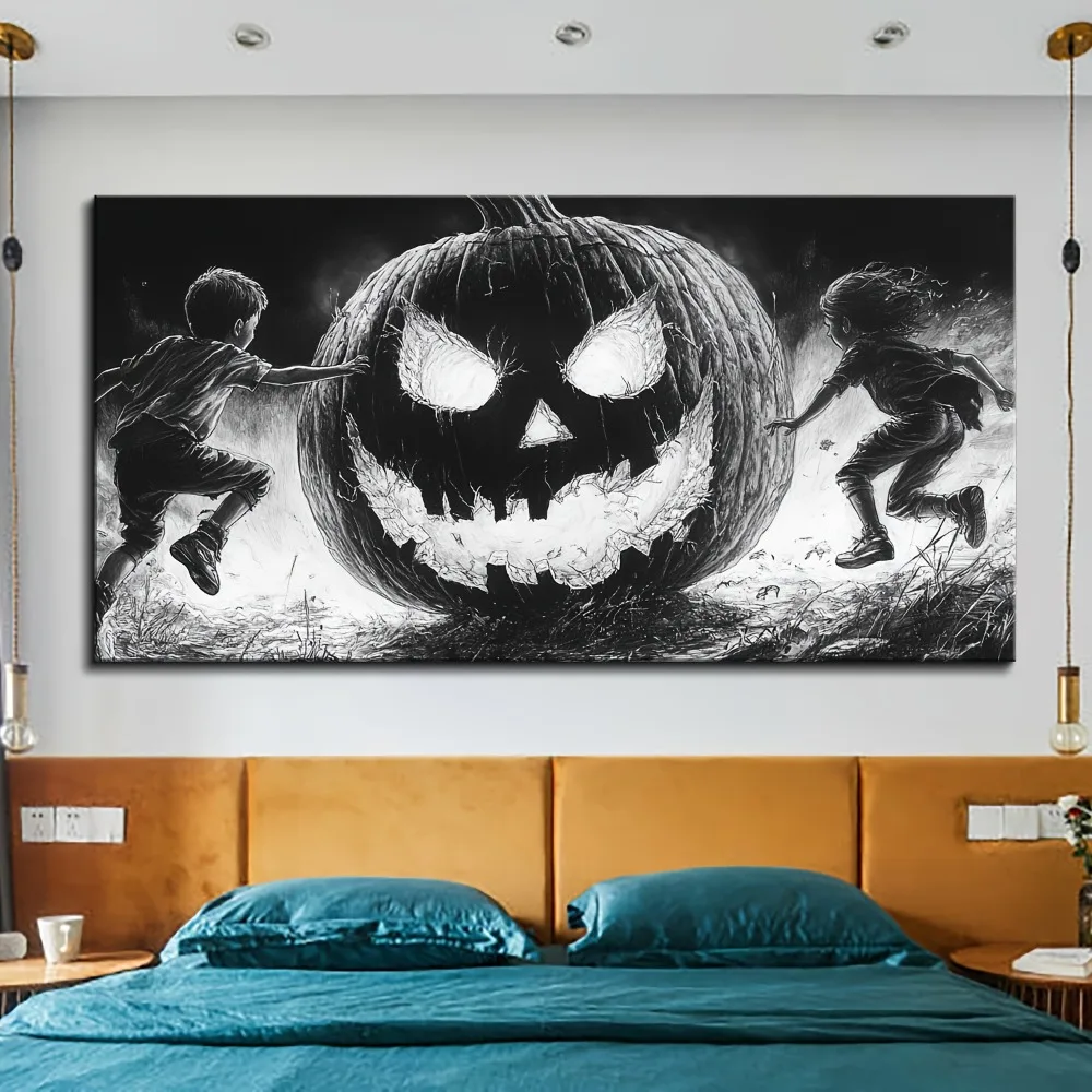 

Каркас из цельного дерева сосны толщиной 1,5 дюйма, винтажная холщовая роспись с изображением тыквенного поля-призрака, подходит для украшения праздничной атмосферы