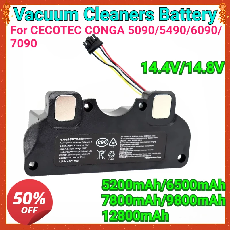 

6500mAh High-capacity Replacement Battery For CECOTEC CONGA 5090/5490/6090/7090 Is A Must-have for Robotic Vacuum Cleaners
