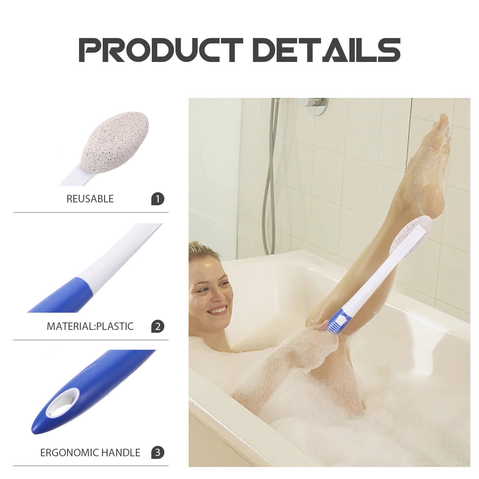 Ergonomische Voetvijl Met Lange Steel Puimsteen Eelt Remover Voor Voeten Droge Huid Verwijderen Pedicure Exfoliërende Tool