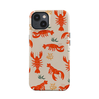 Clmj Lobster pattern Phone Case for iPhone 16 15 14 13 12 11 X XS XR XSMAX 7 8 Pro Max Plus Luxury Double-layer Back Cover
