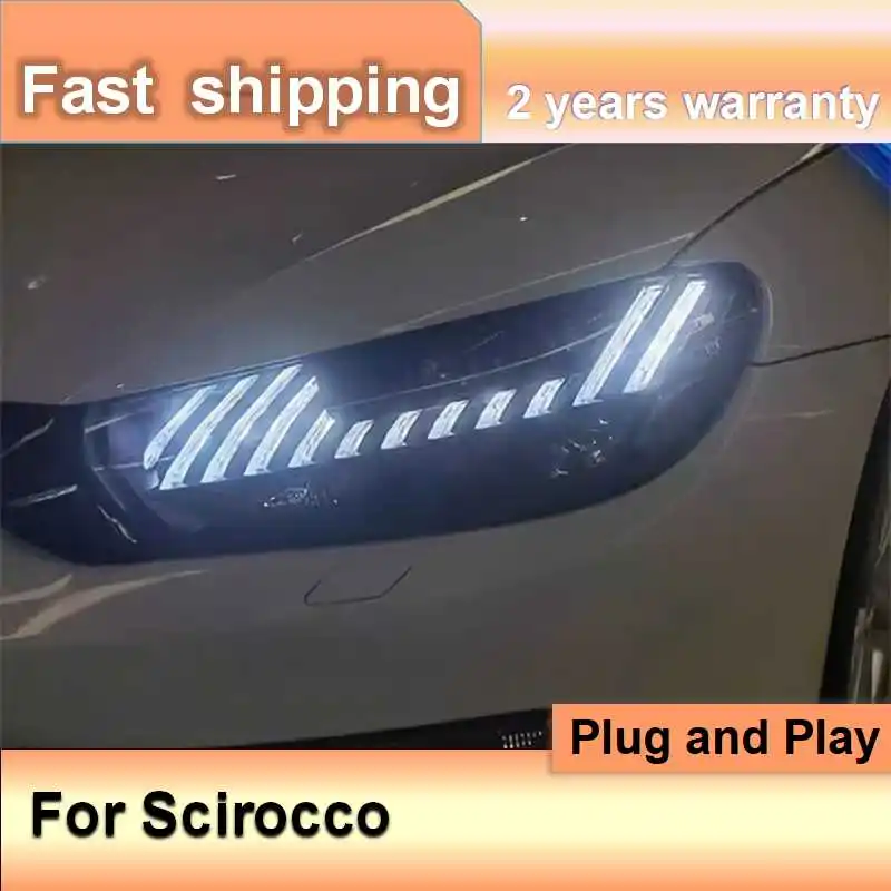 Car Accessories for VW Scirocco R Headlights 2008-2017 Scirocco Headlamp DRL Turn Signal High Beam Projector Lens