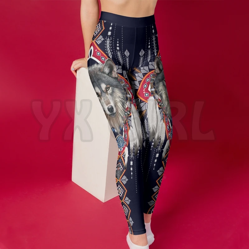 

YX GIRL Women's For Girl Native Wolf 3D Printed Leggings Sexy Elastic Female Skinny Leggings Gothic Yoga Leggings