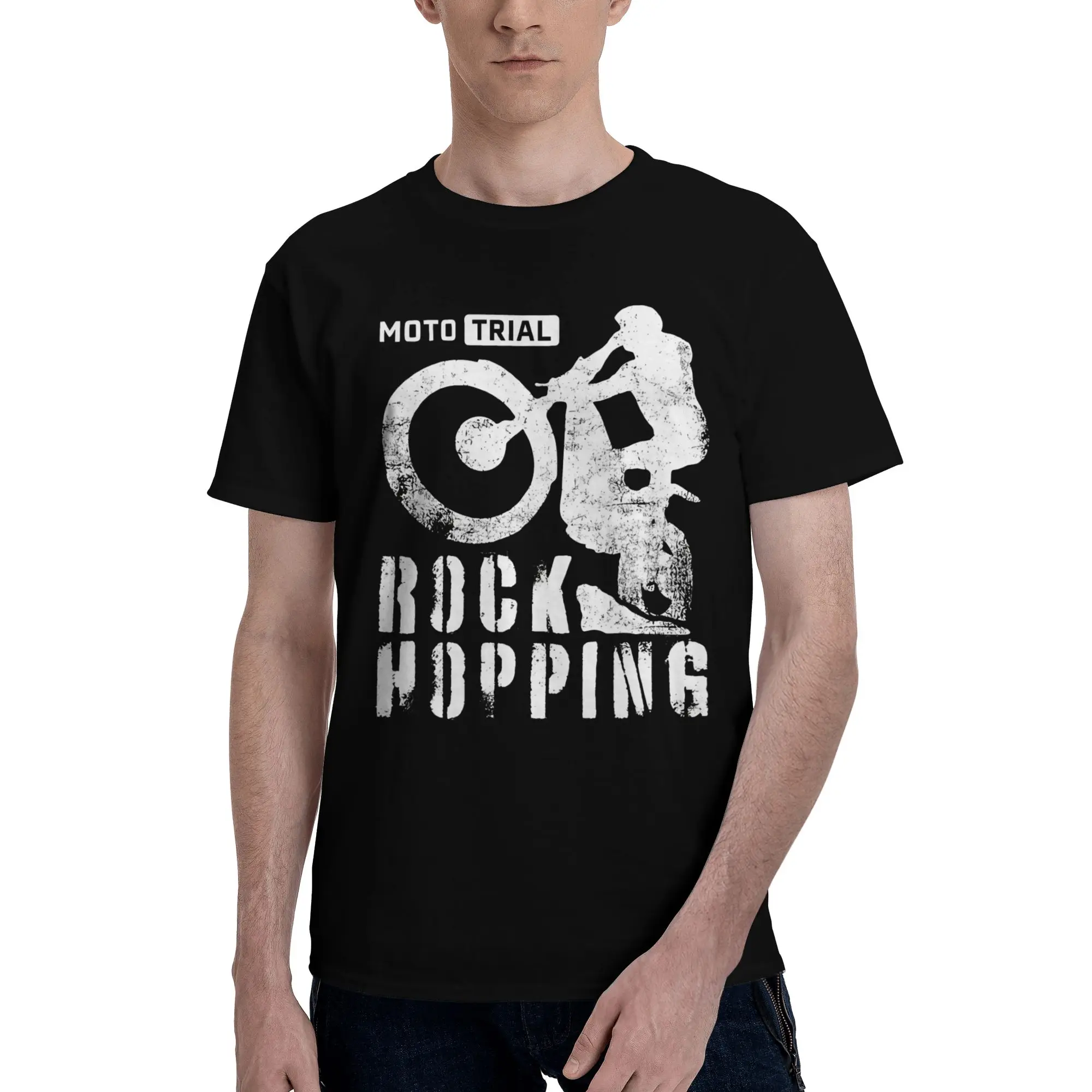 Camiseta Moto Bike Rock Hopping, camiseta clásica de algodón con cuello redondo y manga corta para hombre, moda Trial Moto