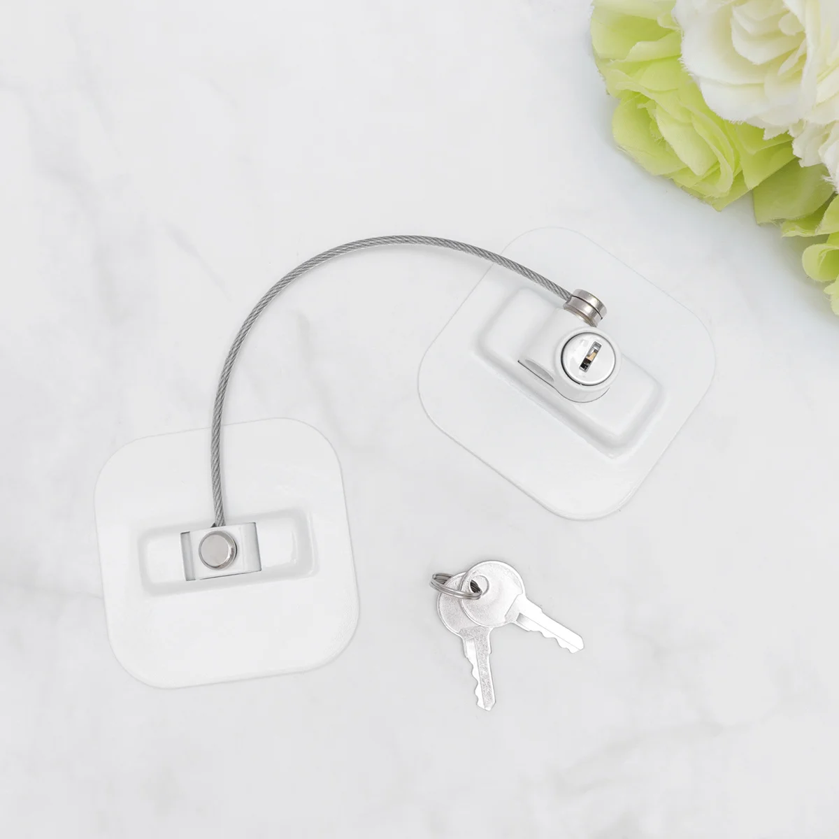 1 قطعة قفل النافذة قفل الثلاجة جهاز أمان مقاوم للأطفال للطفل المنزل مكتب المدرسة استخدام كابل أبيض #3