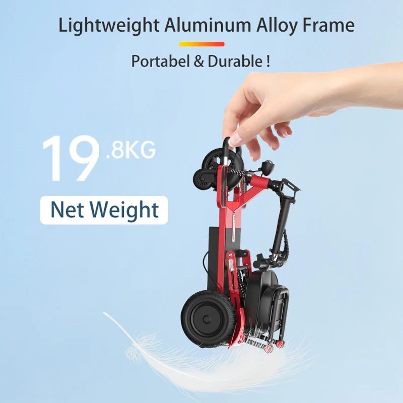 Long Distance Elderly Travel Foldable Portable Tricycles Disabled Handicapped Folding Mobility Scooter for Seniors