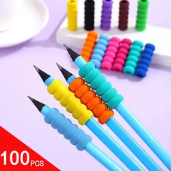 100 Pcs/lot Sponge Finger Protection Pen Holder Kids Cute Pencil Penholder Sleeve Girl Heart Prevention Cocoon Pencil Case