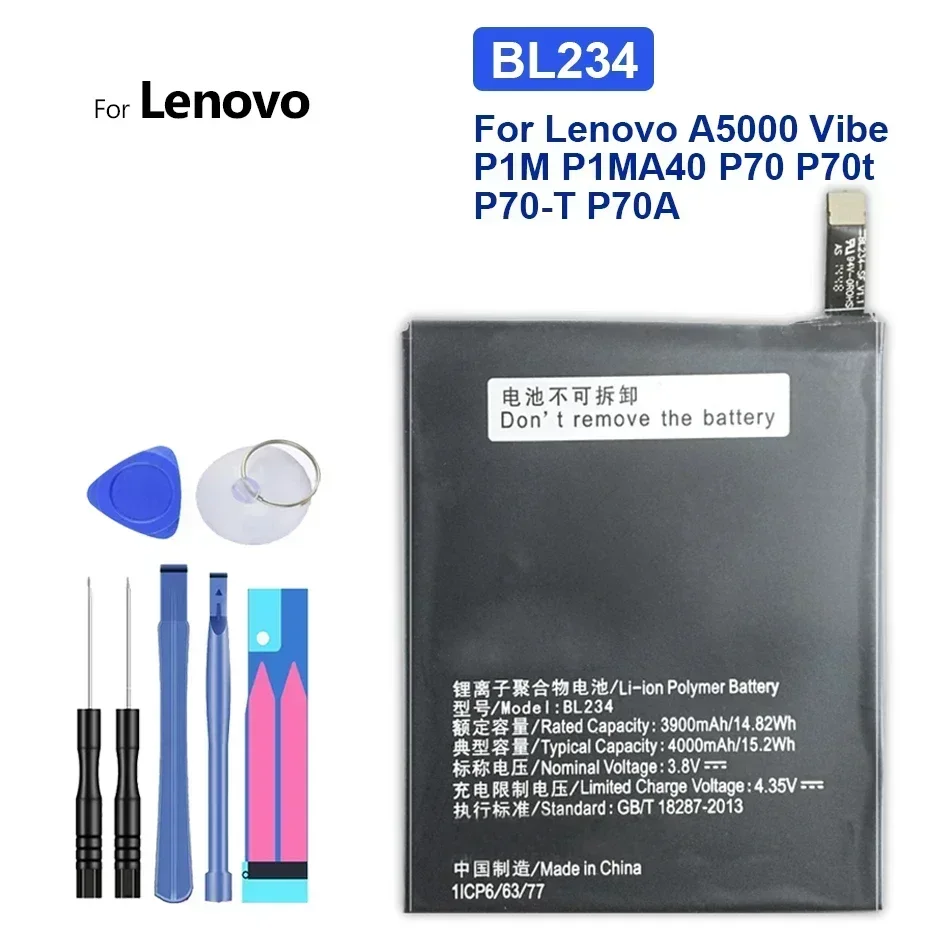 for LENOVO BL234 BL 234 New Battery For Lenovo A5000 Vibe P1M P1MA40 P70 P70t P70-T P70A P70-A with free tools