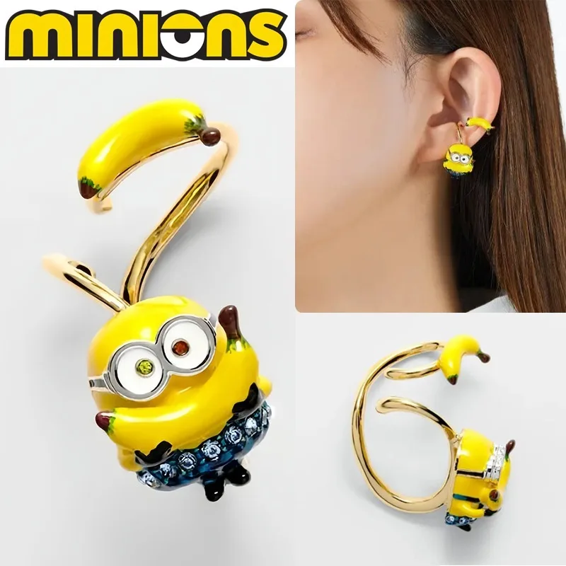 Minions Ear Clip Cartoon Dangle Ear Cuff No Piercing Jewelry Cute Holeless Fashion Women Girls Charm Accessories Kawaii Earrings