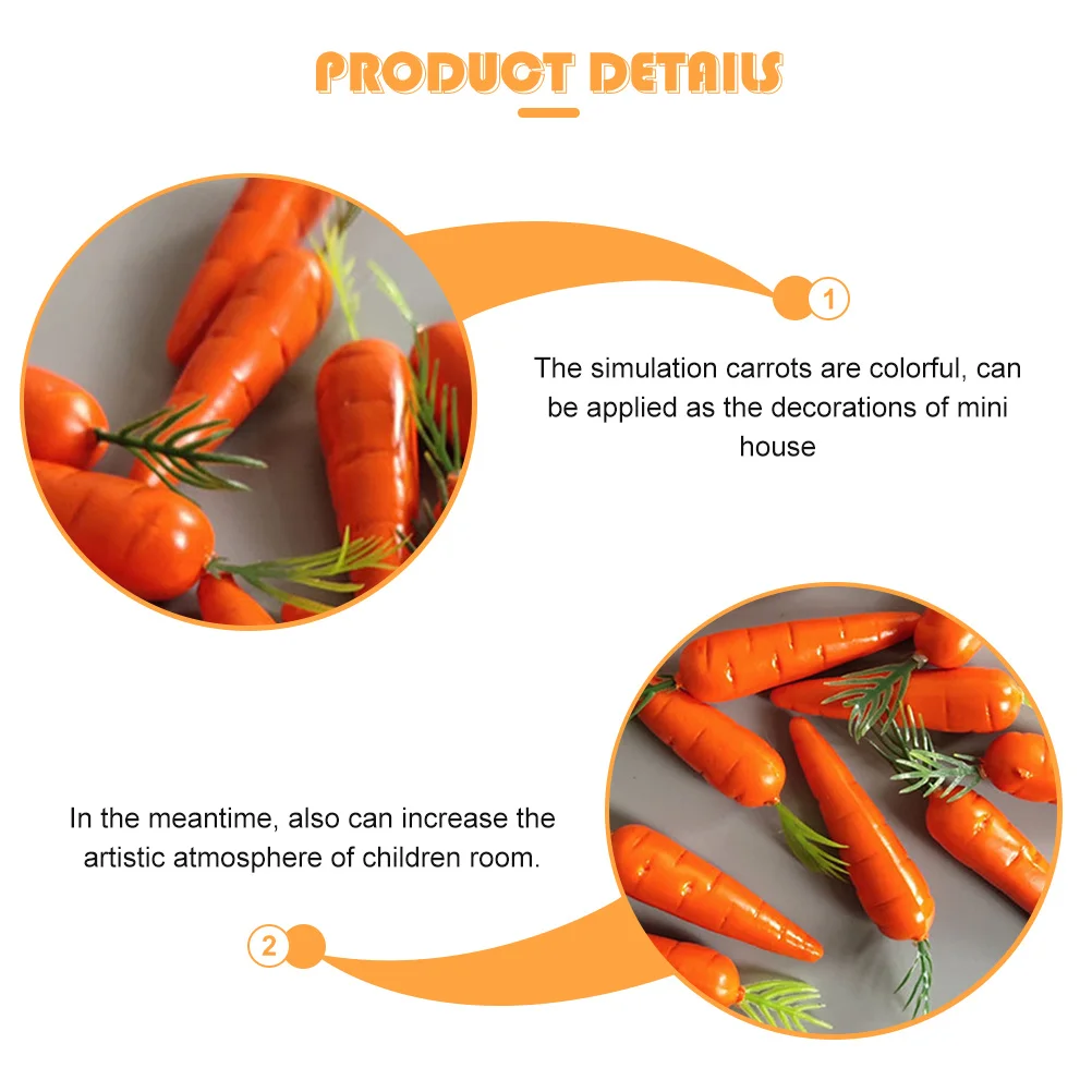 

10Pcs Fake Carrot Decor Colorful Artificial Carrots for Mini House Interior Design Small Party Ornament Chic Carrots Prop
