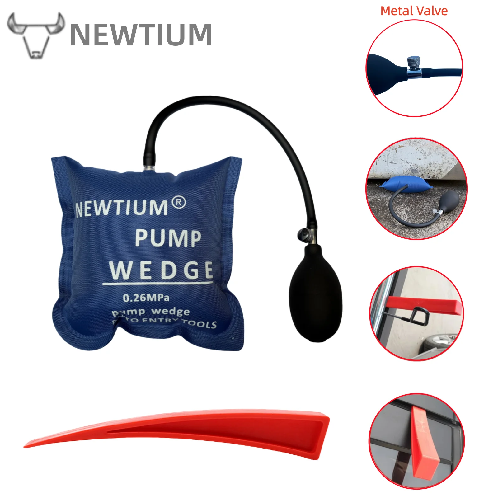 Air Pump Wedge Emergency Car Door Opener Kit | with Inflatable Cushion for Lockout Rescue & Auto Repair