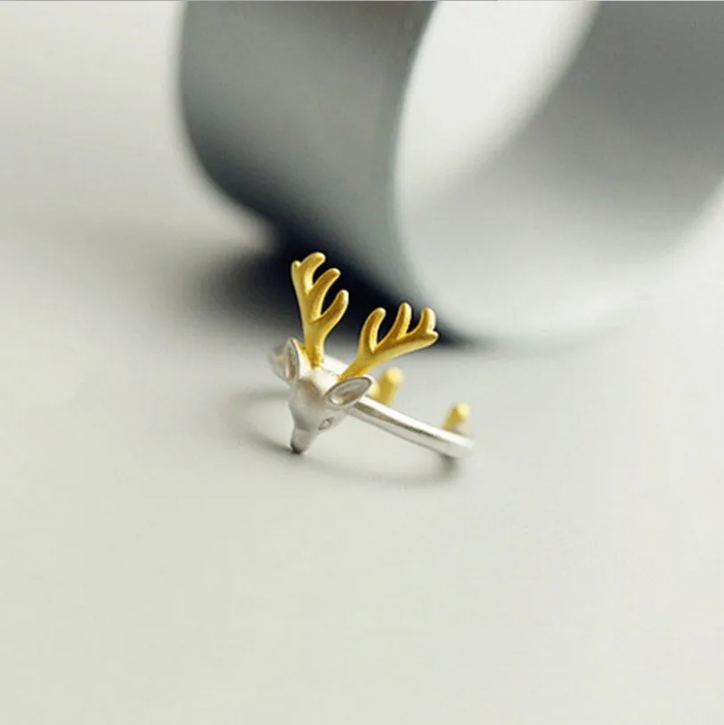 925 Sterling Silver Little Deer Anéis Ajustáveis para Mulheres, Acessórios De Jóias De Luxo De Casamento, Moda