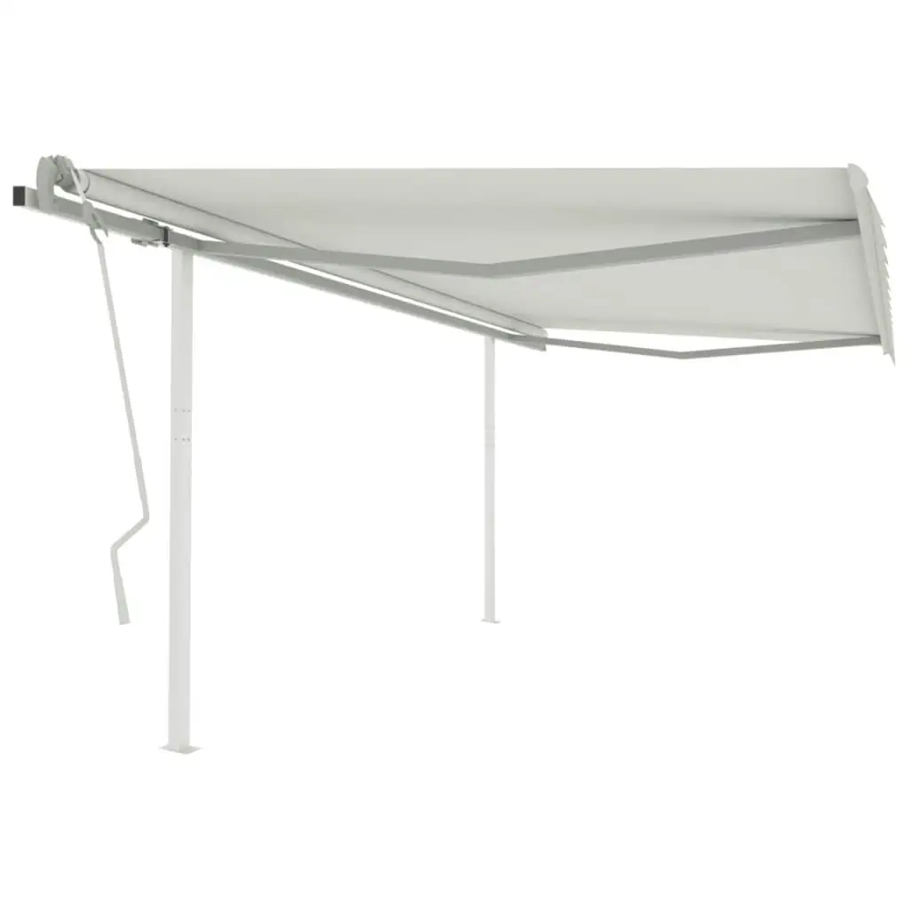 13.1'x9.8' Manual Retractable Awning with Posts - Cream Color Outdoor Shade Canopy