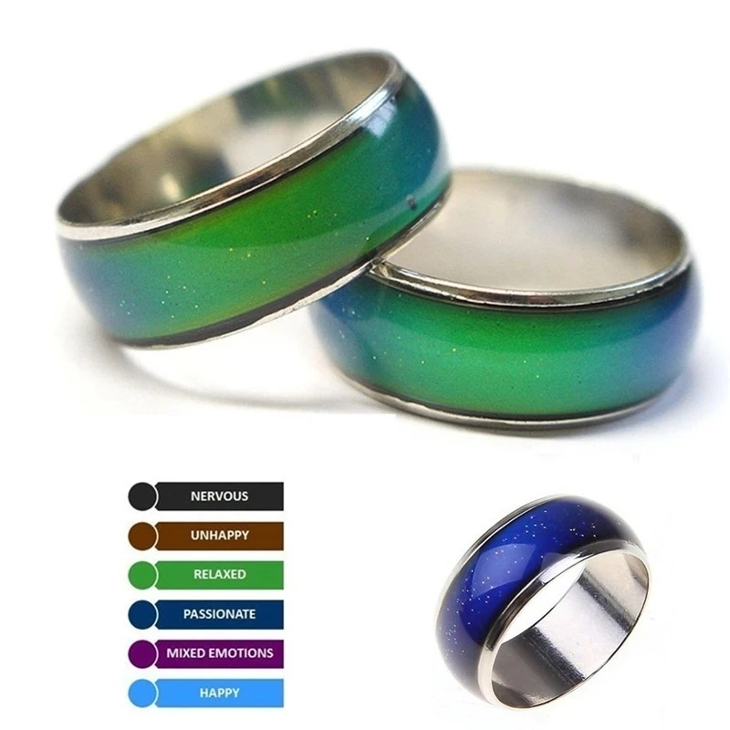 Changing Color Rings Mood Magic Emotion Feeling Temperature Rings For Women Men Stainless Steel Glazed Tone Fine Jewelry Gifts