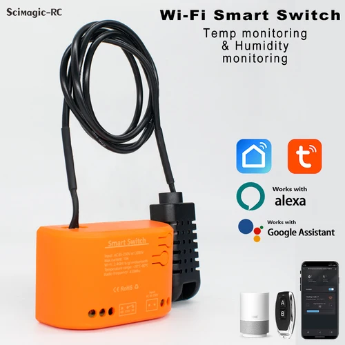 Imagen 1 del producto Sensor de temperatura y humedad WiFi Tuya con sonda externa para higrómetro doméstico inteligente, monitoreo por aplicación para plantas, acuario, bodega