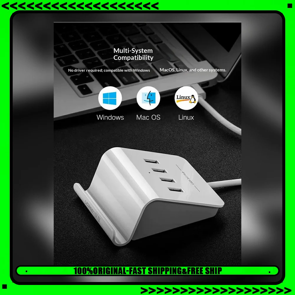 UGREEN 40439 USB 3.0 4 Port Hub Splitter 0.5m USB Expansion Adapter for Laptop Desktop Computer Keyboard Mouse Flash Drive