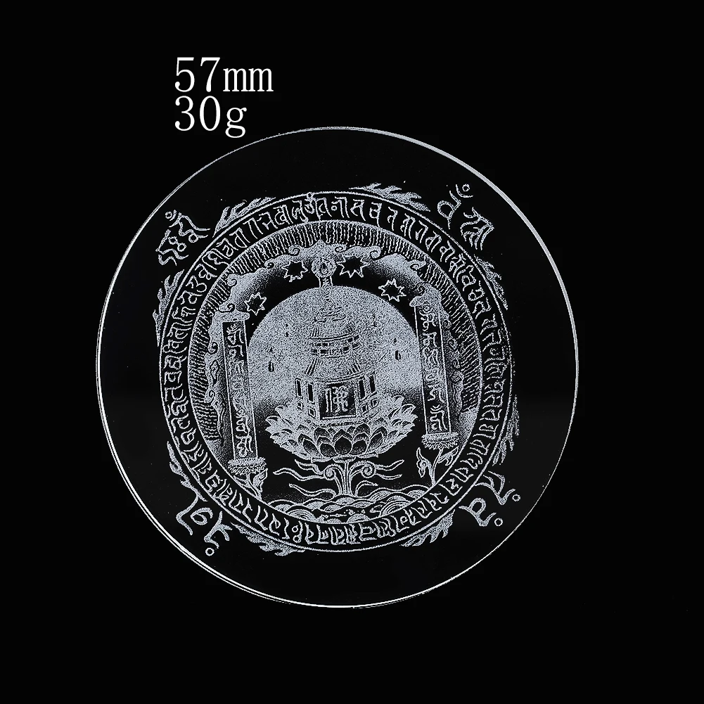 Clear Glass Crystal Buddhist Scriptures Base Laser Engraved Heart Sutra Lotus Ornament Zen Inspired Home Office Desk Paperweight