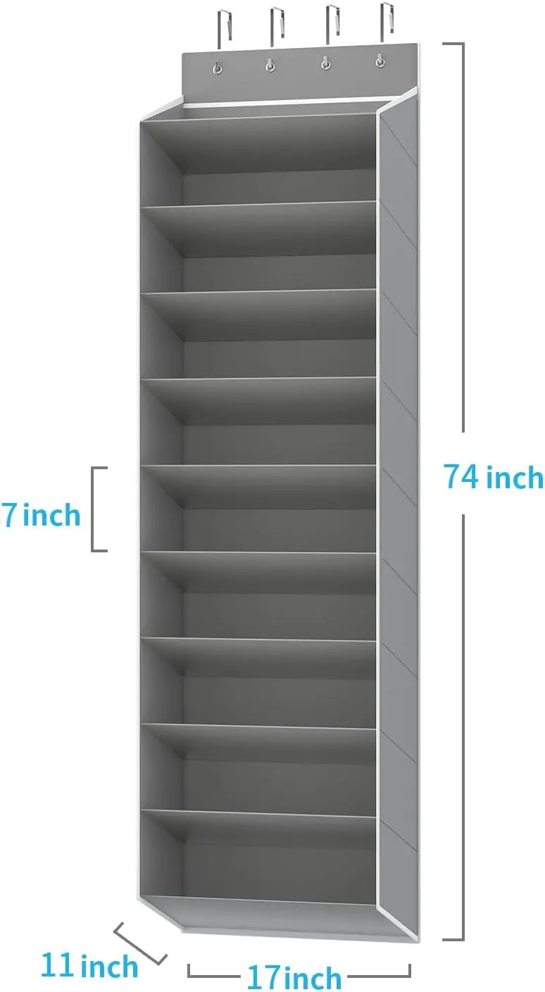 20-stufiger Schuh-Organizer zum Aufhängen an der Tür, tiefe Taschen, großer hängender Schuhständer für Schranktüren, für 30 Paar Schuhe geeignet – Detail 13