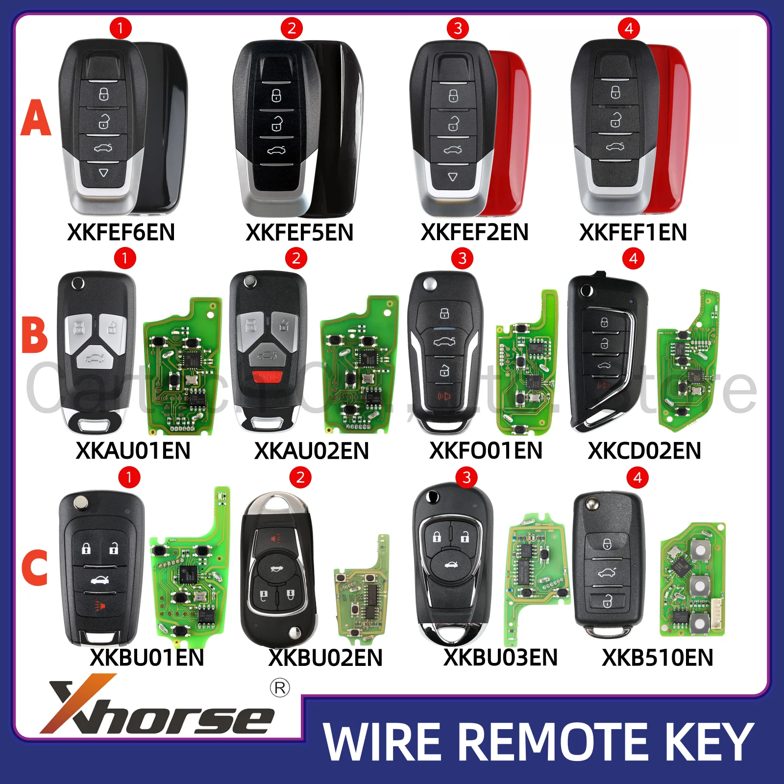 

Xhorse Wire Remote XKFEF6EN XKFEF5EN XKFEF2EN XKFEF1EN XKAU01EN XKAU02EN XKFO01EN XKB510EN For VVDI2 VVDI MINI MAX PLUS MIDI