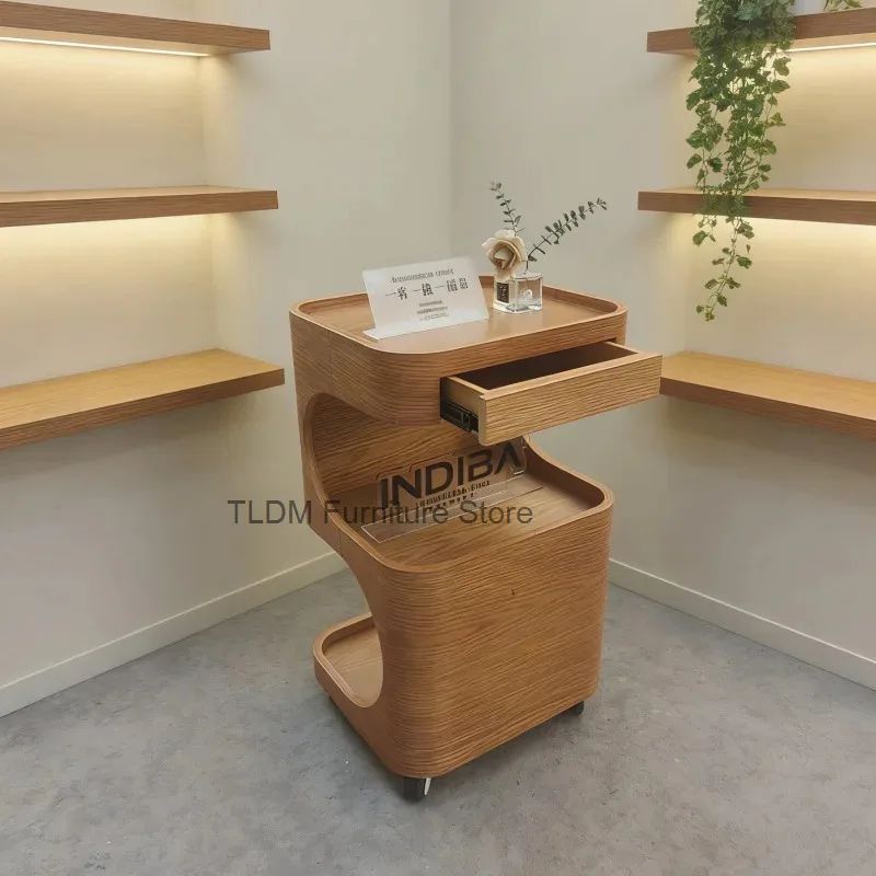 Salon Trolley Professional Hairdressing Furniture Clearance Utility Carts Wood Pellet 15kg Auxiliary Trolleys Spa Rolling Cart