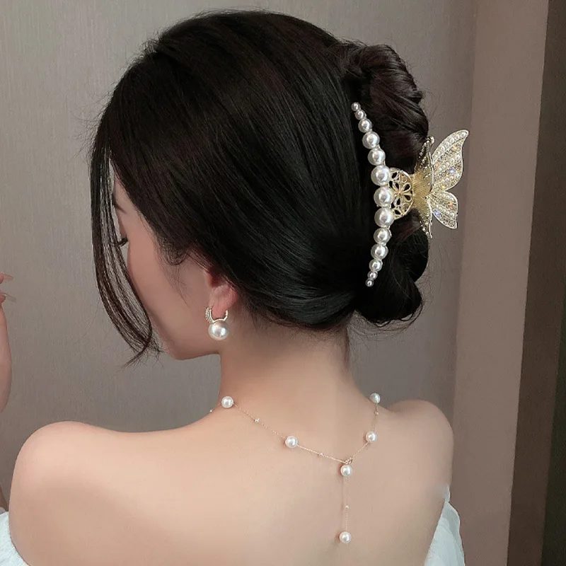 

High end butterfly large size grab clip temperament, back of the head plate, fashionable shark clip headband