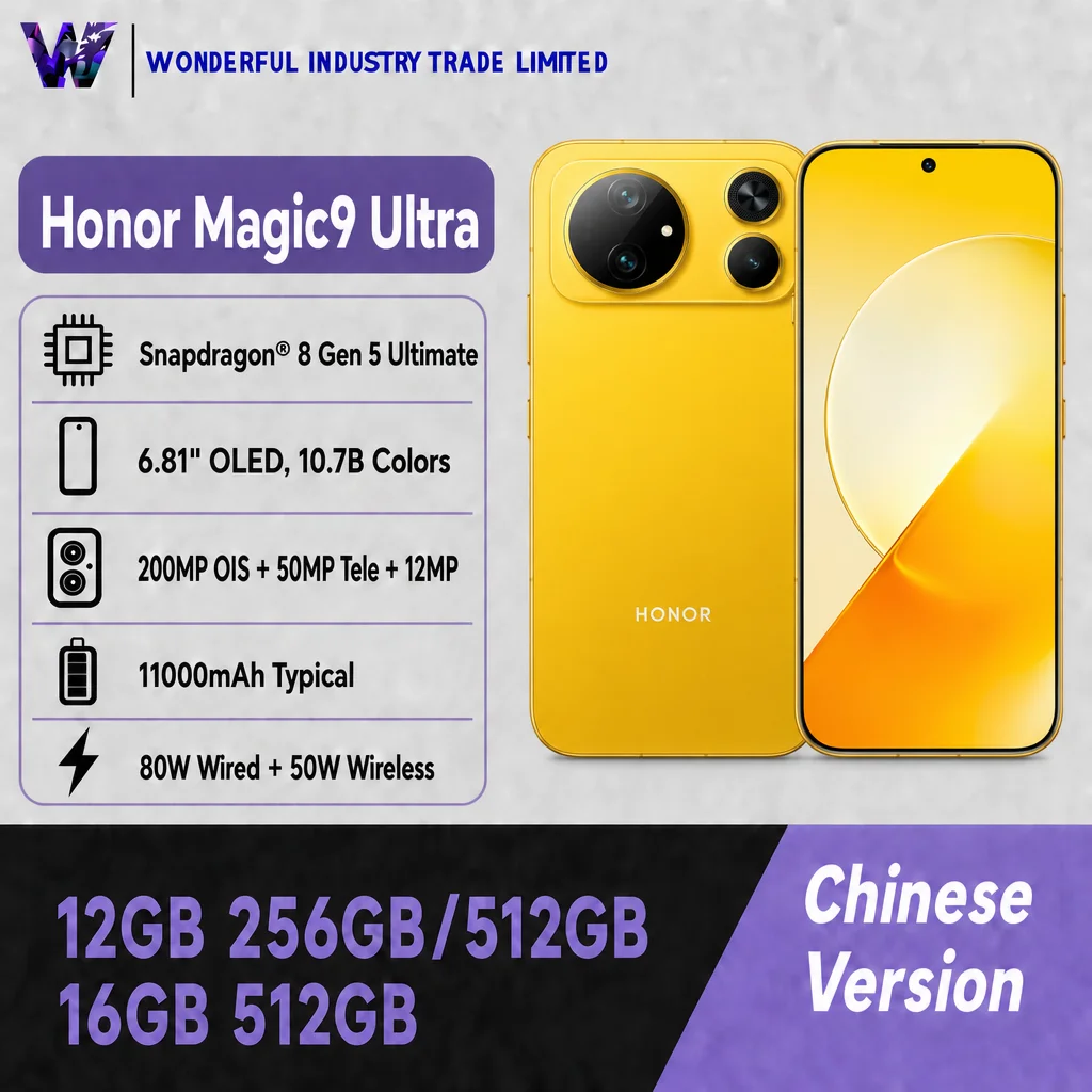 New Honor Magic 9 Ultra 5G Smartphone Original Snapdragon 8 Elite 200MP OIS 11000mAh 80W Supercharge 6.81" FHD+ OTA