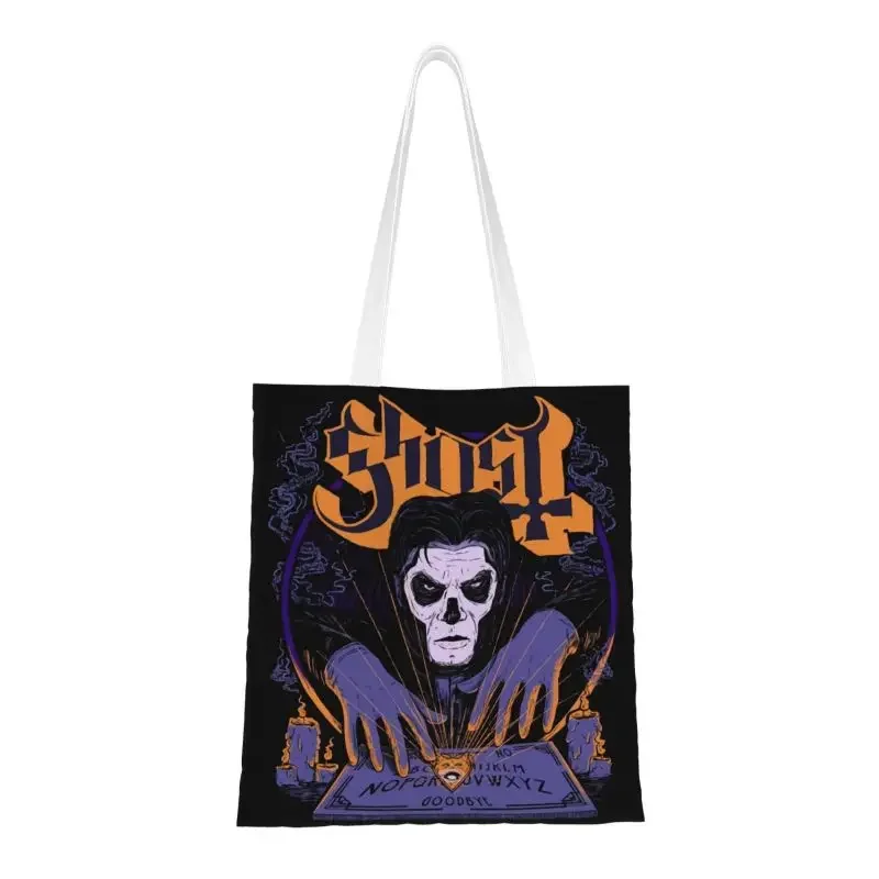 

Fashion Printed Heavy Rock Band Ghost Impera Maestro Shopping Tote Bags Durable Canvas Shoulder Shopper Handbag