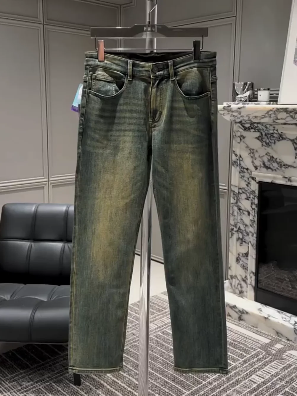 

Летние винтажные джинсы с высокой эластичностью и прямым кроем, модные, стильные, облегающие, молодежные, повседневные, с антибактериальной пропиткой