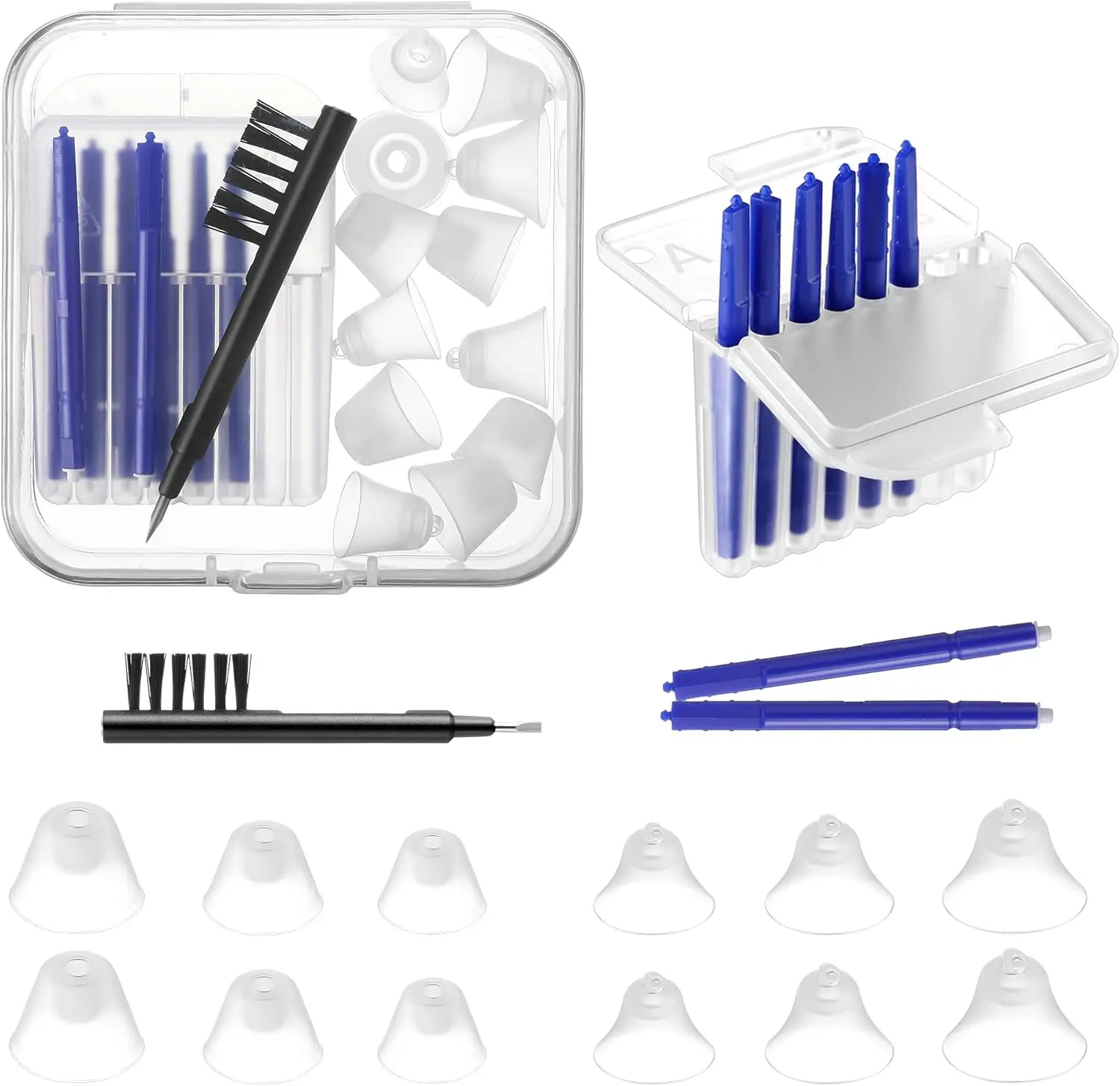 

Hearing Amplifier Cleaning Kit with 6 Silicone Domes, Brush, Screwdriver, Wax Guards & Case (8 Pcs)