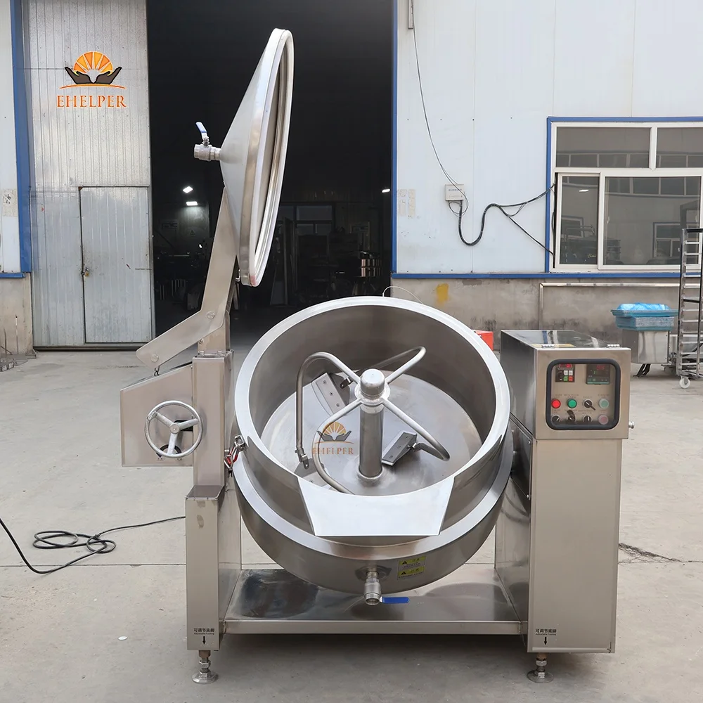 6-in-1 Commercial Cooking Kettle:Mix+Stir+Homogenize+Cook Tilting Thermal Oil Jacketed Pot For Restaurant Food Factory