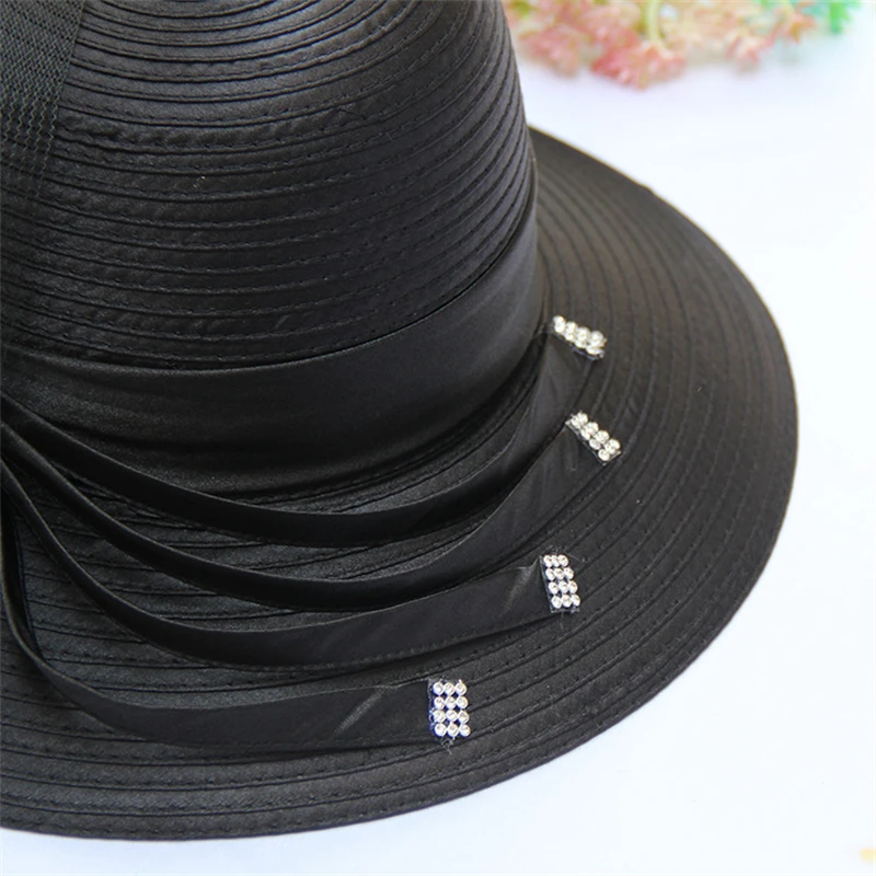 Braided Kentucky Derby Sun Hats for Women Wide Brim Cap Wedding Church Party Beach Outdoor Bucket Hat Summer Accessories