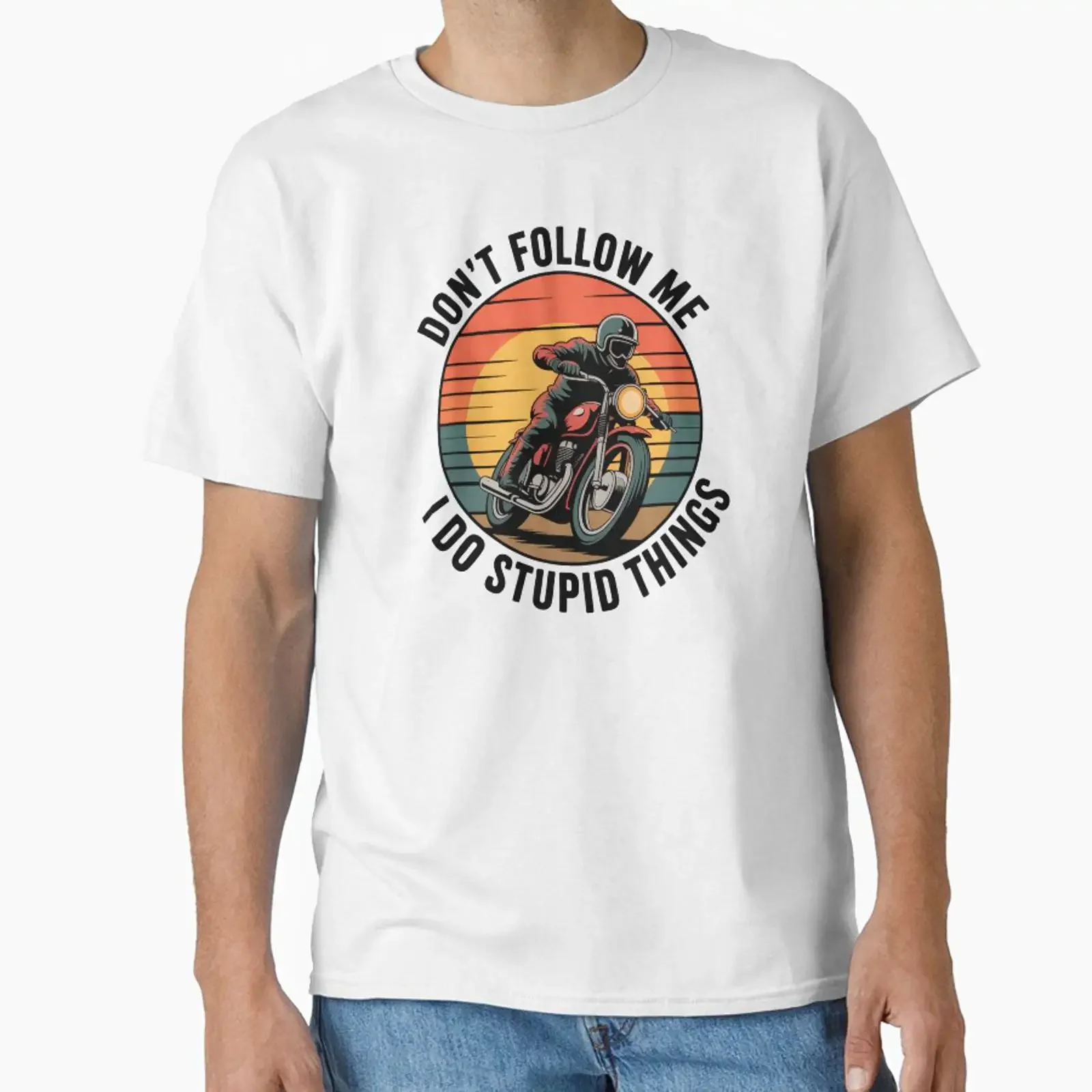 Don t Follow Me Motorcycle Sunset Funny Biker Rebel Retro designed and sold by VividOrganica vintage Washed Stylish Breathable