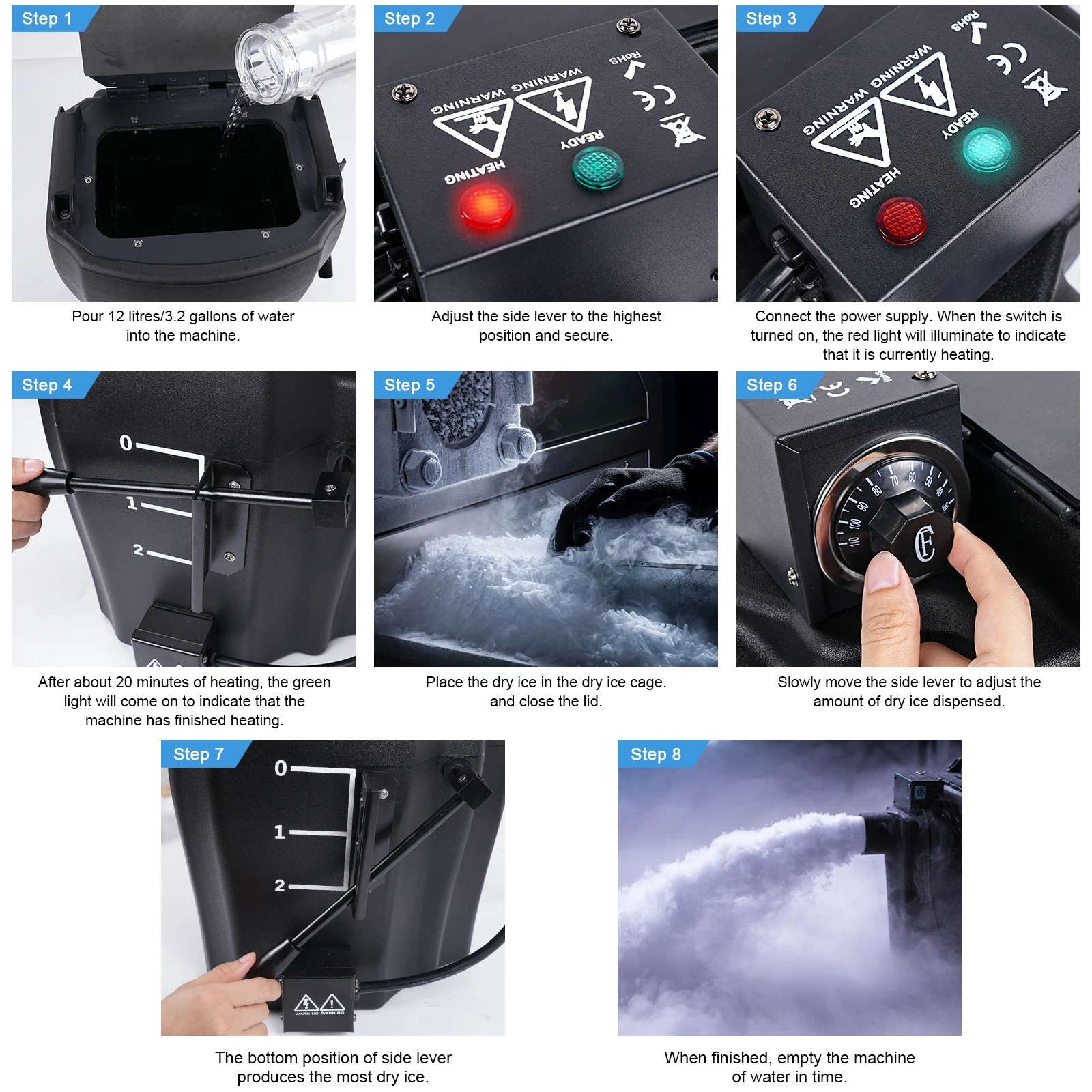 U'King 3500W Low Depression Smoke Machine Nimbus Wedding Dry Ice Smoke Machine Wedding Stage Party Disco Effect Equipment