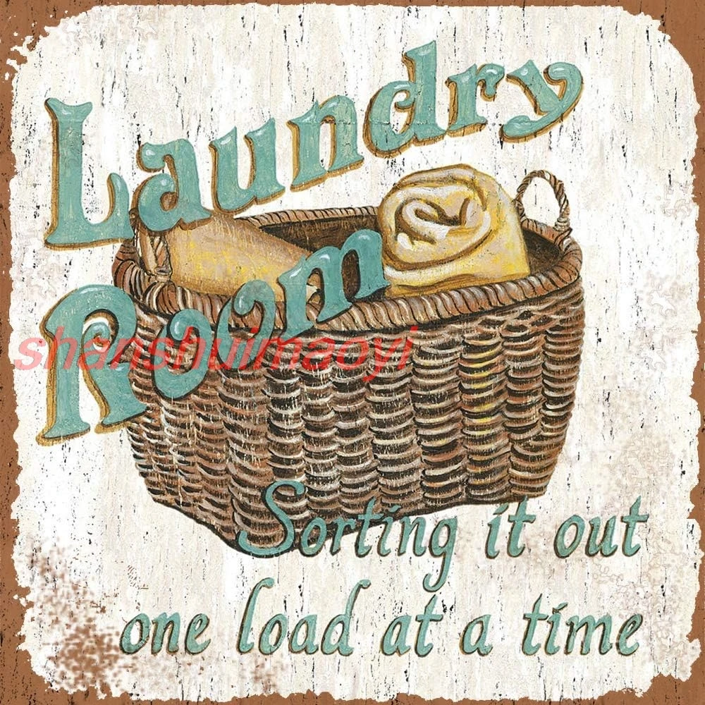 Metal Sign 8X12 Laundry Sorting It Out One Load At A Times Vintage Styles As,Ative Coffee, Wall Decor Tin Signs Plaques  ALIMAO