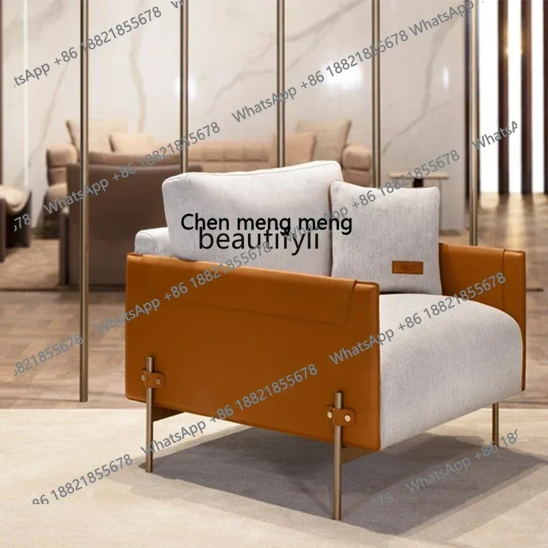 

cc182cc182R yj Nordic Minimalist Light Luxury Single Sofa Large Color Matching Living Room Leather Fabric Three-Seat Sofa