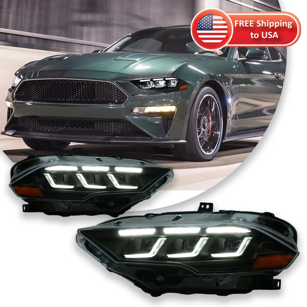 

Car Light Projector Head Lamps For Ford Mustang 2018-2022 Headlights Assembly 6 Lenses Headlamps DRL Turn Signal