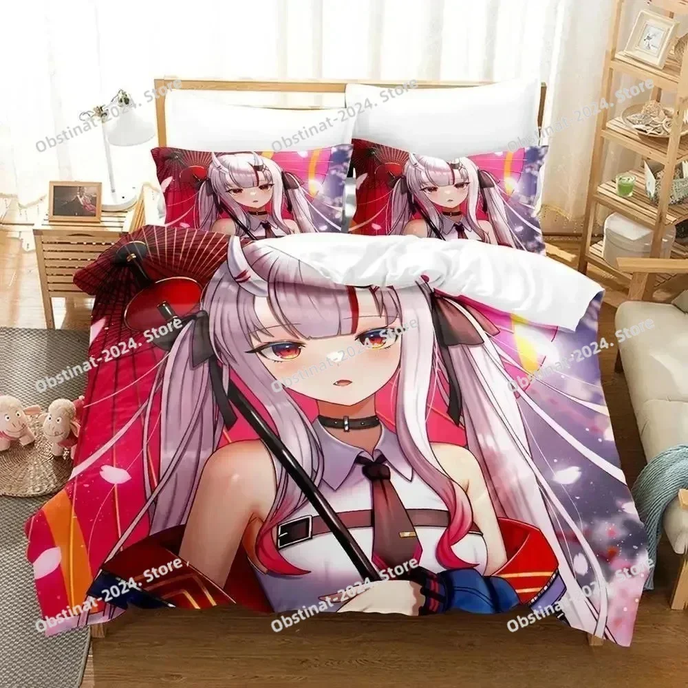 Kawaii Nakiri Ayame 3D Printing Comforter Bedding Set,Duvet Cover Bed Set Quilt Cover Pillowcase,King Queen Size Bedding Set Kid