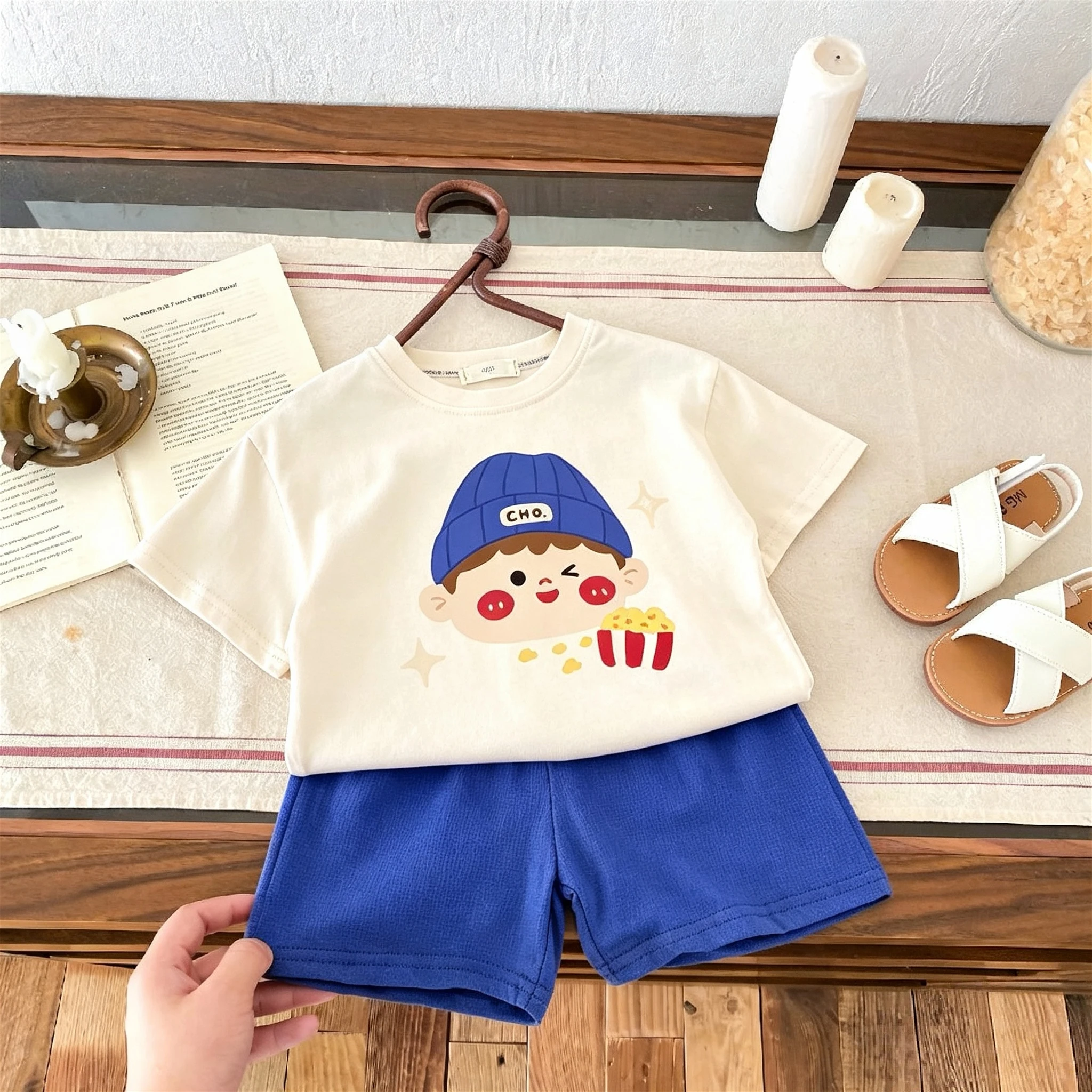 Summer Children's Wear Suit Simple Fashion Short Sleeve Tees + Shorts Casual Two Piece Set Kids Clothing Cartoon Tracksuits Set