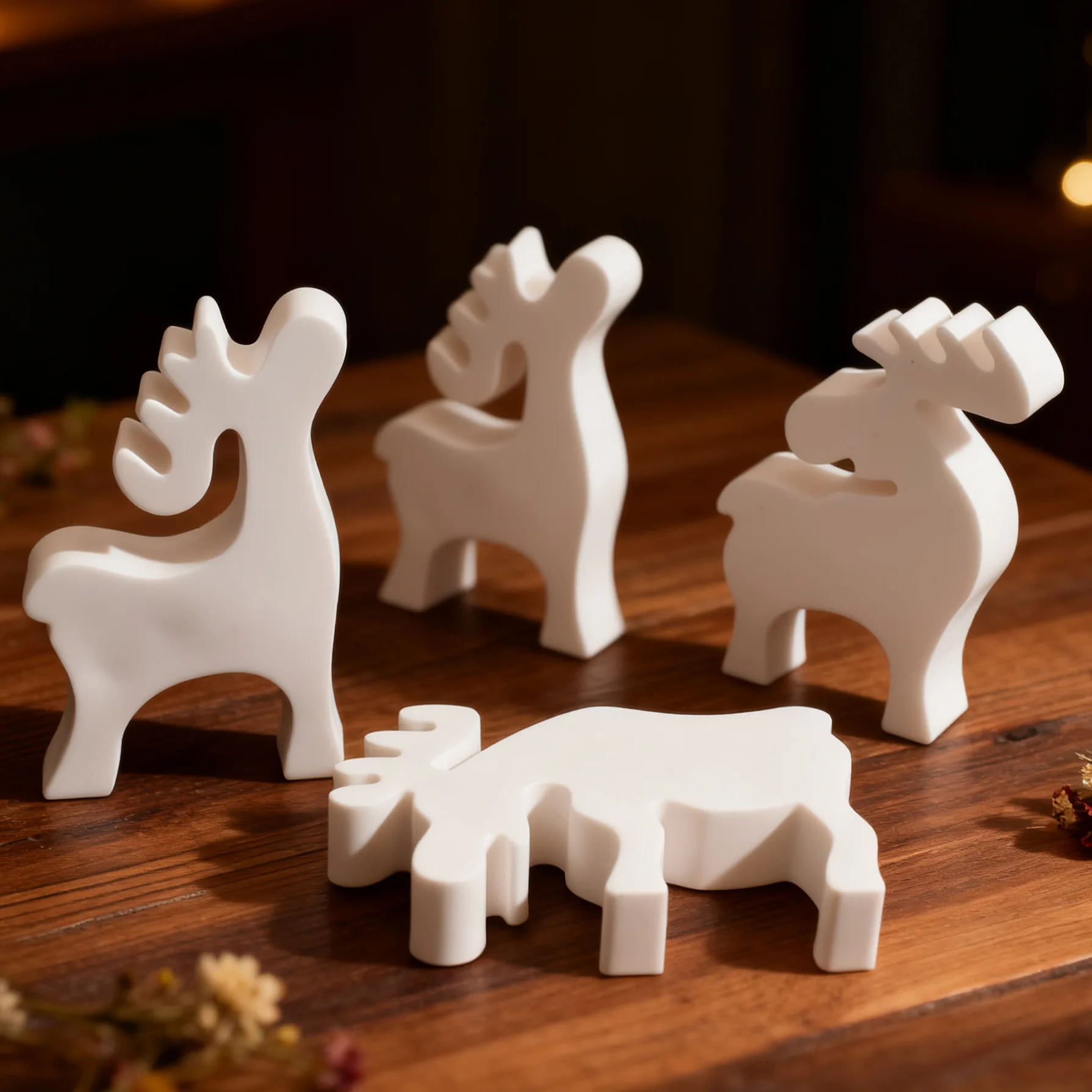 New Mould Christmas Reindeer Candle Resin Silicone Mold Home Drip Resin DIY Christmas Triple Reindeer Plaster Ornament Molds