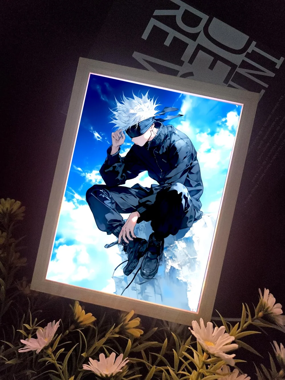 Anime Light Painting Picture Frame Jujutsu Kaisen Led Night Light Moon Lamp Satoru Gojo Figure Bedroom Home Decor Friends Gifts