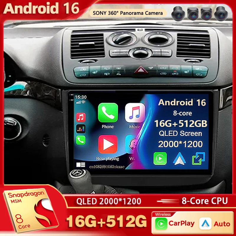 Android 16 für Benz Vito 2 Viano 2 W639 2003-2015 2K QLED Android Autoradio Multimedia Videoplayer GPS Stereo CarPlay Head Unit