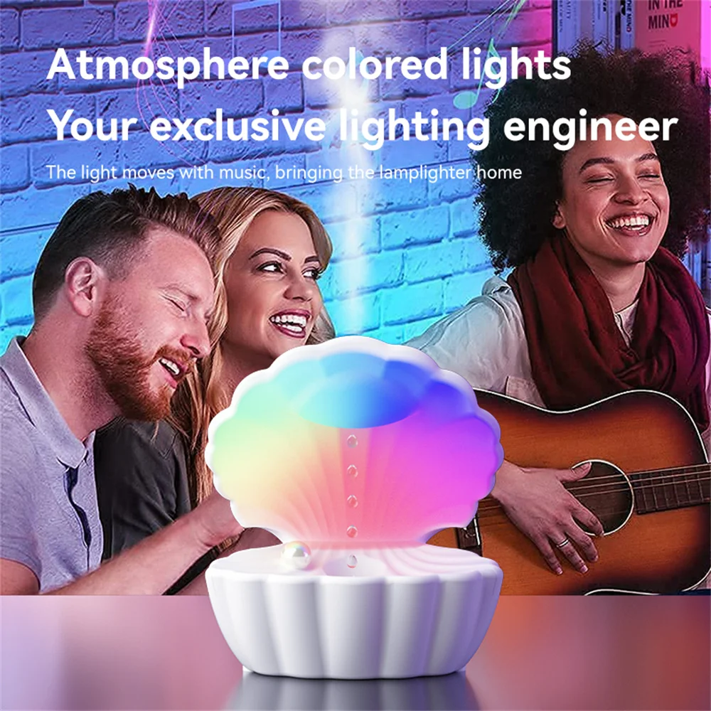 Shell Pearl Night Light, Water Drop Light With Humidifier, RGB Desktop Decorative Light, Anti-Gravity Bluetooth Audio Light