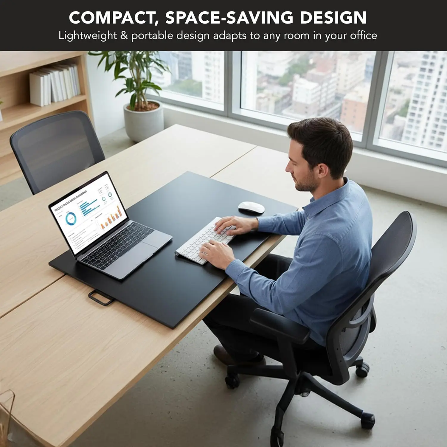 محول مكتب قائم، ارتفاع مريح قابل للتعديل مع زنبرك غاز، منصة سطح مكتب سوداء قابلة للطي #3