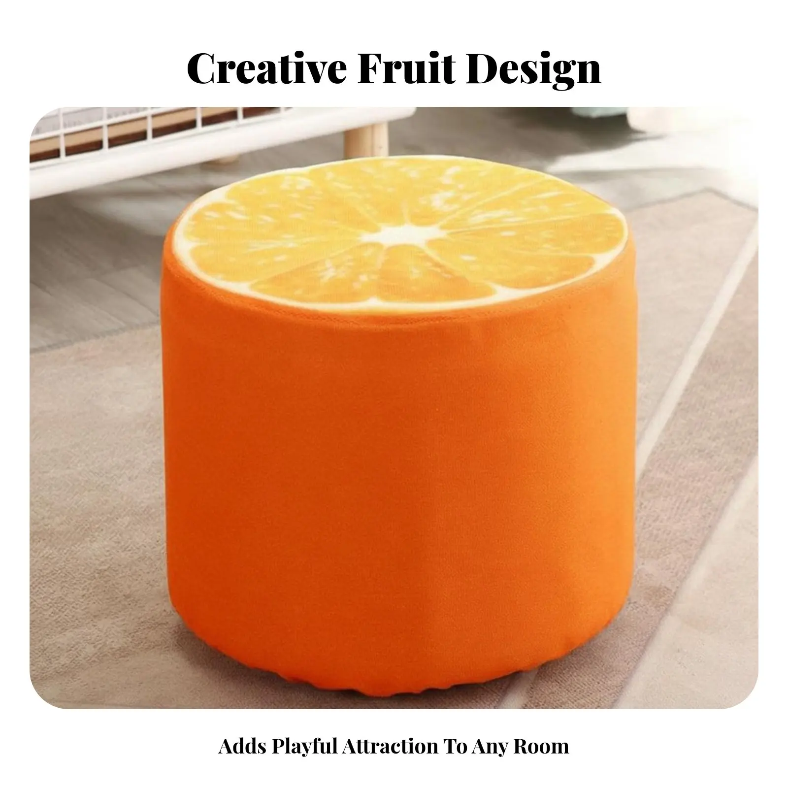 Fruit Piece Pouf Removable and Cleanable Cover Low Stool Soft Padded Seat Multi-Functional for Family, Playroom, Entrypath