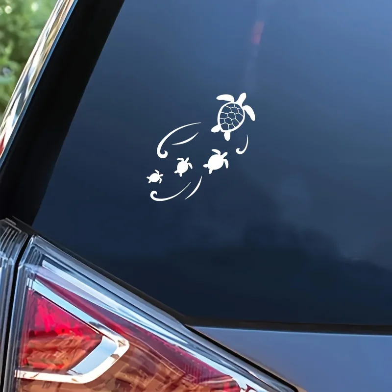 Charming Sea Turtle Family Vinyl Sticker - Waterproof & Weather-Resistant, Ideal for Car Windows & Walls Decal, Whimsical Design