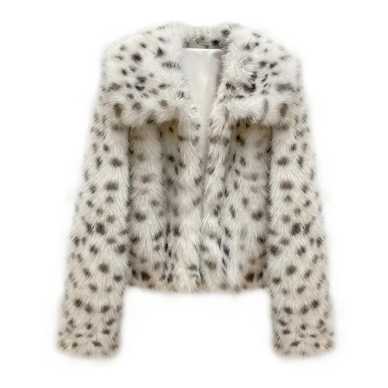 

Autumn Winter Short Coat Jackets Furry Outerwear Elegant Thick Warm Coats Faux Fur Fox Coats Women Fake Leopard Fur Jacket